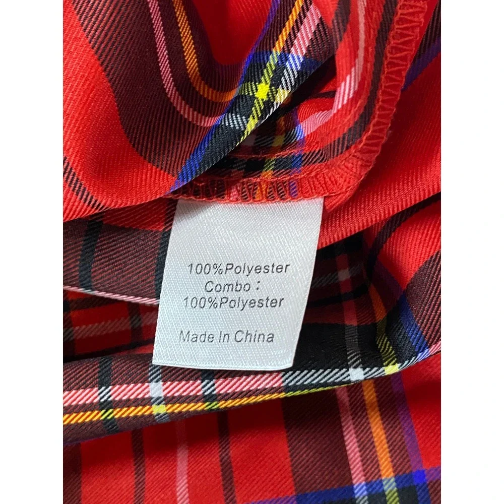 Tuckernuck Red Royal Stewart Tartan Plaid Velvet Trim Peplum Top XXXL Holiday